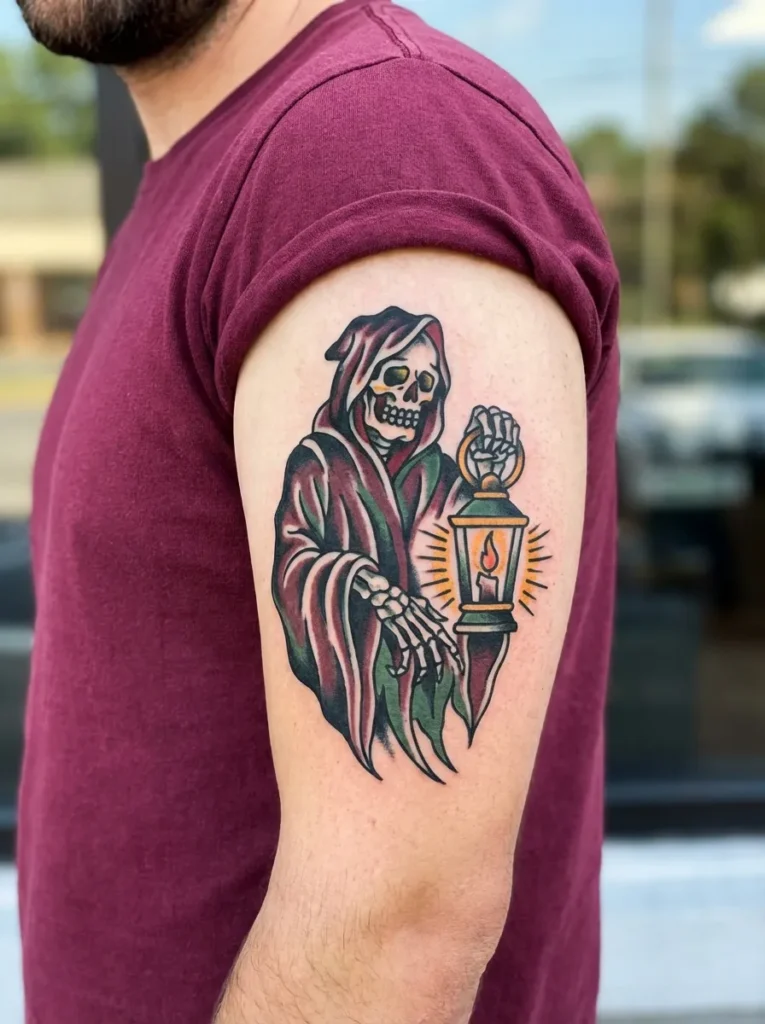 Grim Reaper with Lantern Tattoo