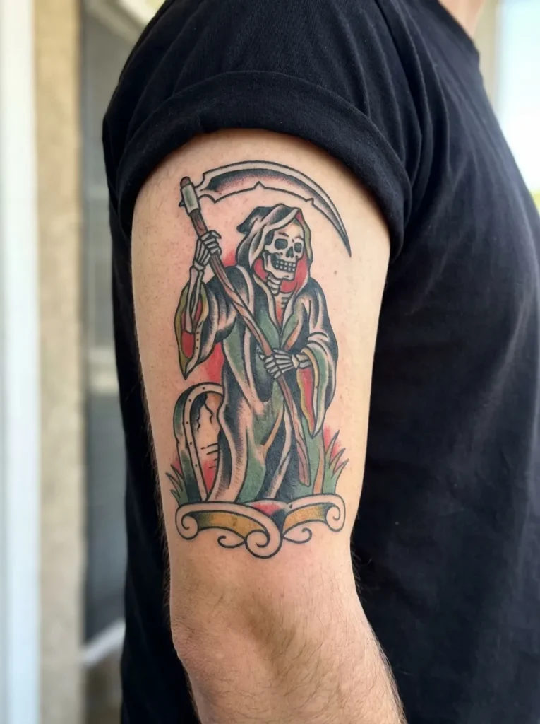 Grim Reaper with Scythe Tattoo