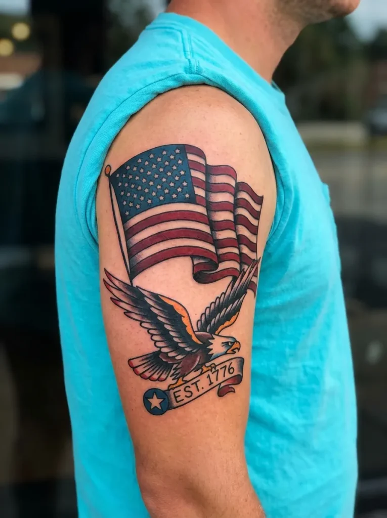 American Flag Patriotic Half Sleeve Tattoo