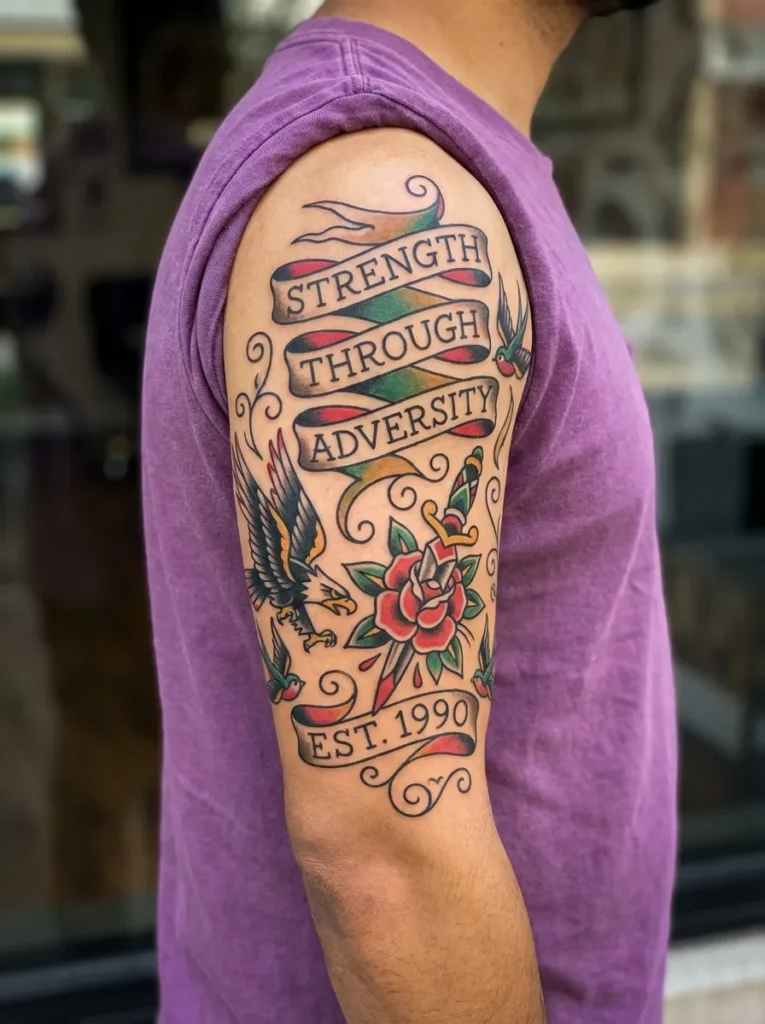 Banner Quote Story Sleeve Tattoo