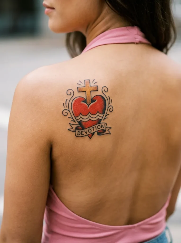  Heart and Cross Tattoo