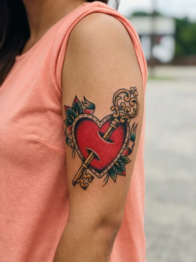 Heart and Key Tattoo
