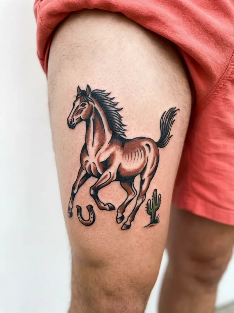 American Traditional Horse Tattoo