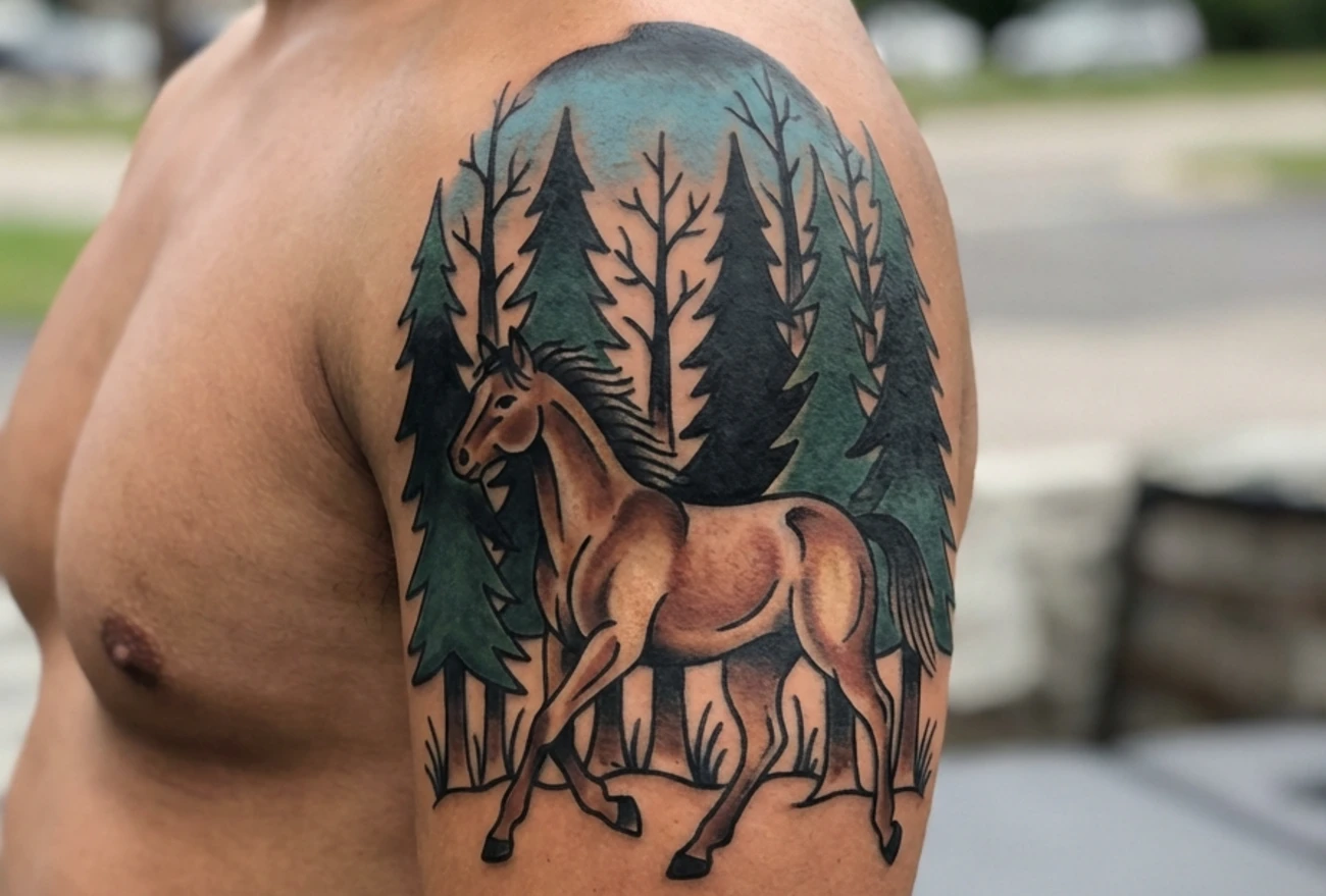 American Traditional Horse Tattoos