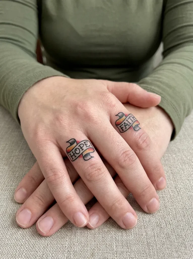 Mini Banner Finger Tattoo