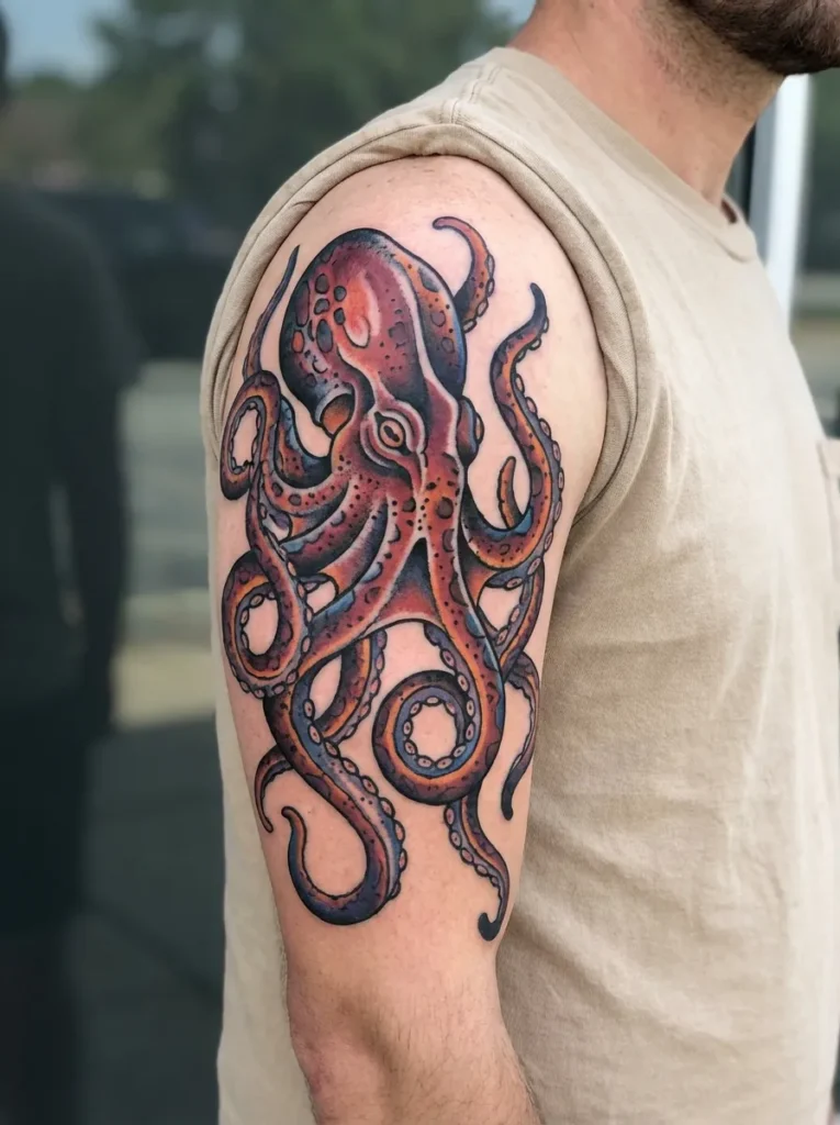 American Traditional Octopus Tattoo