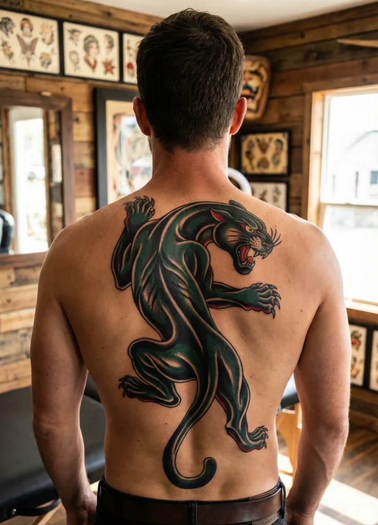 Panther Back Piece Tattoo