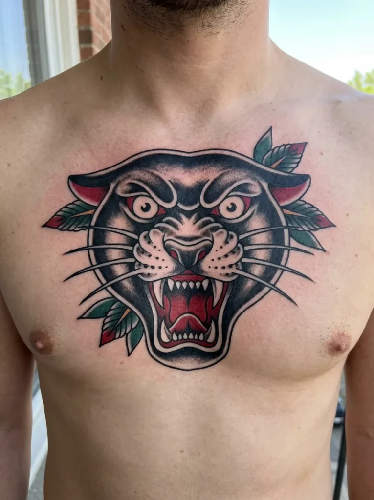 Panther Face Close-Up Tattoo