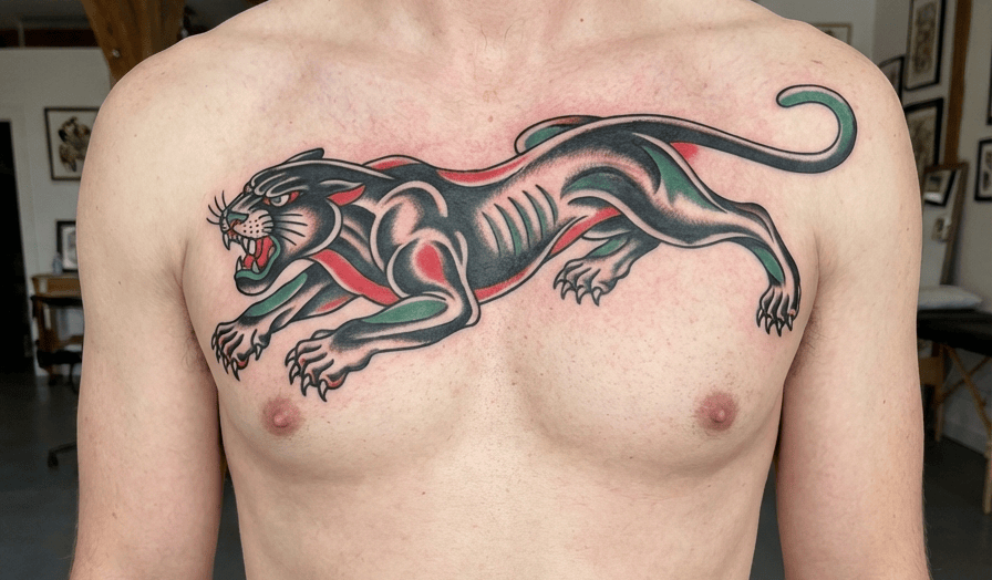 American Traditional Panther Tattoos