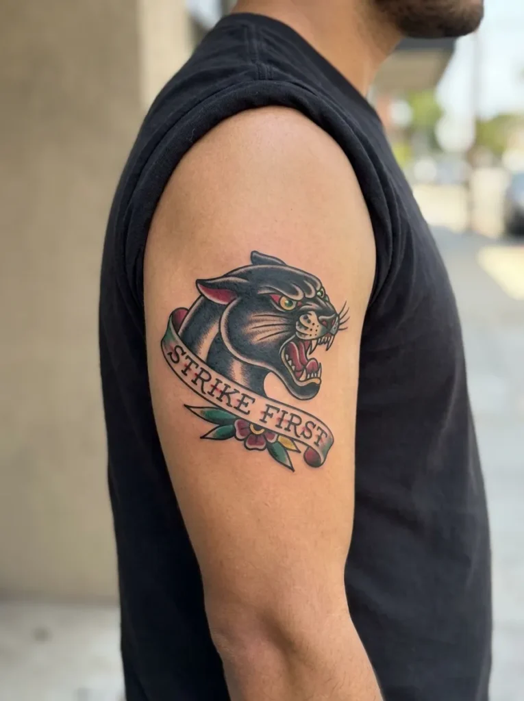 Panther and Banner Tattoo