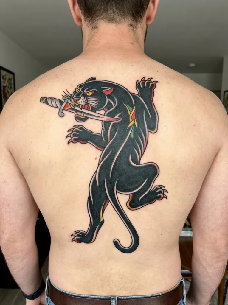 Panther with Dagger Tattoo