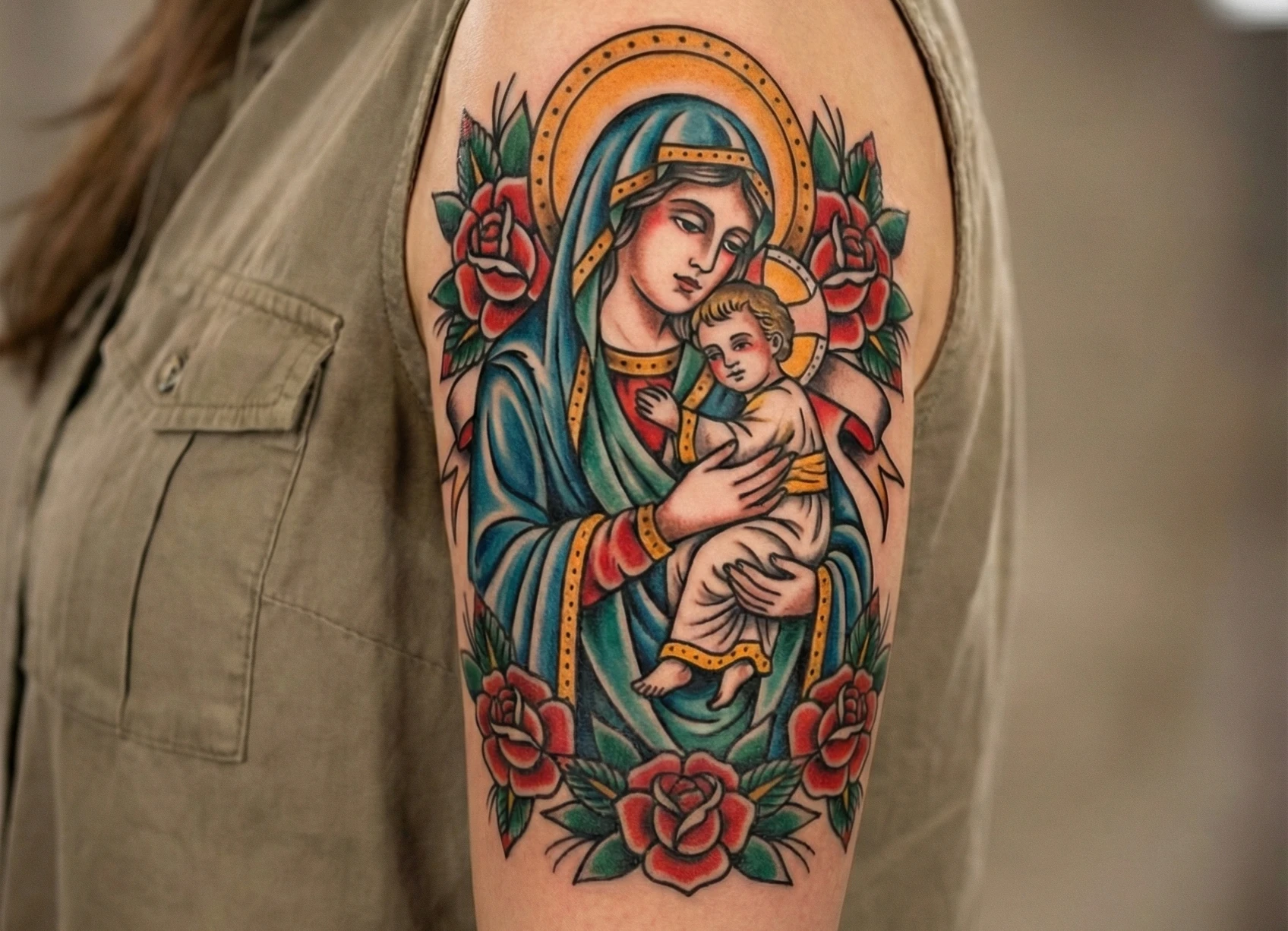 American Traditional Religious Tattoo