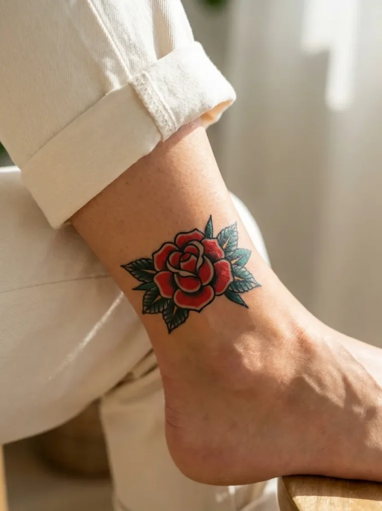Rose Ankle Tattoo