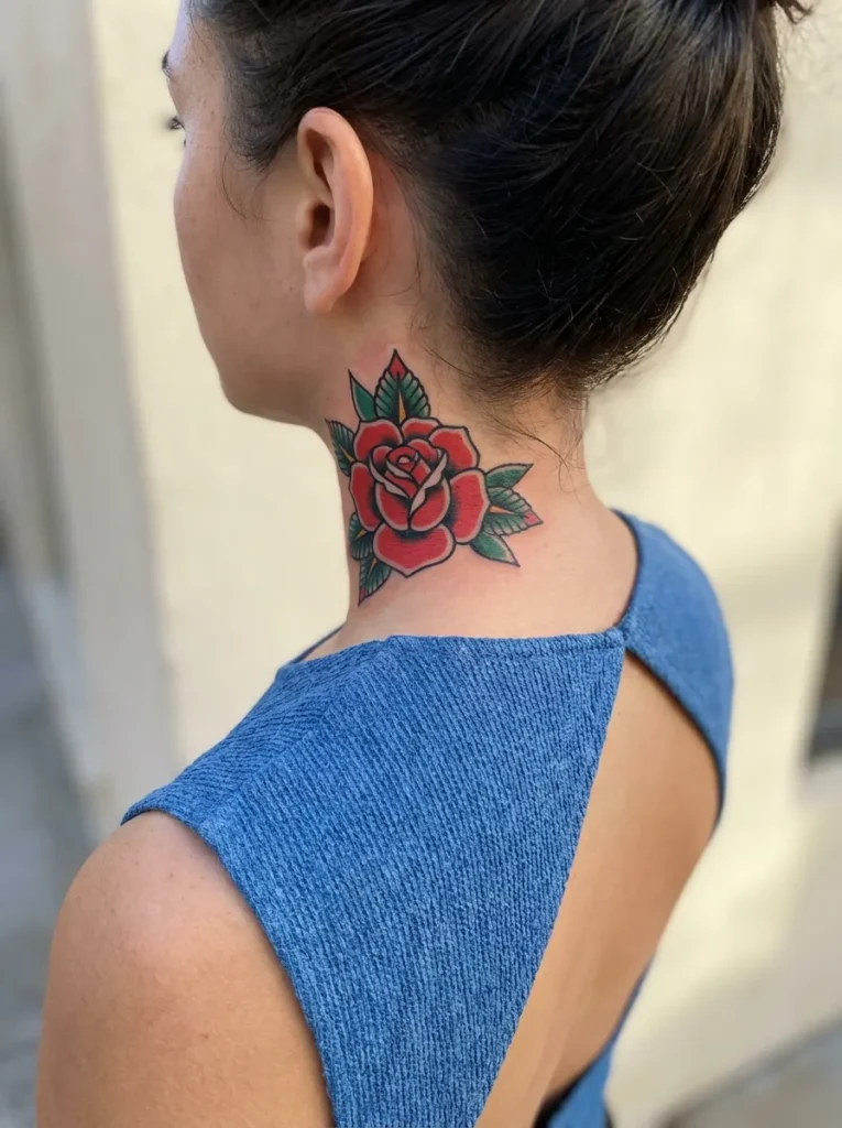 Rose Neck Tattoo