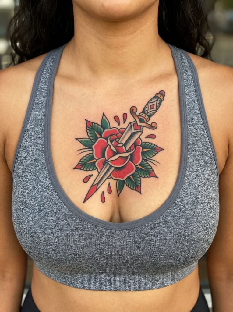 Rose and Dagger Tattoo