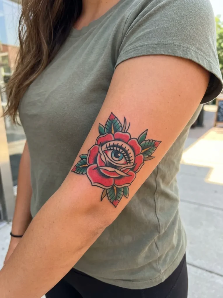  Rose and Eye Tattoo