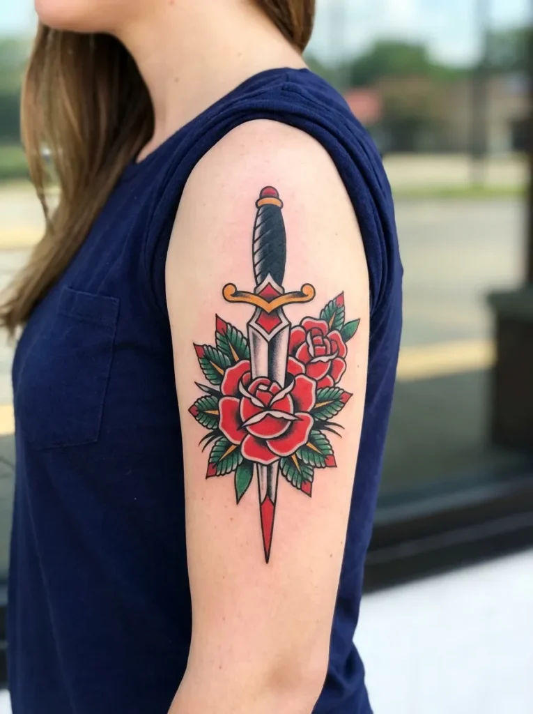 Rose and Sword Tattoo