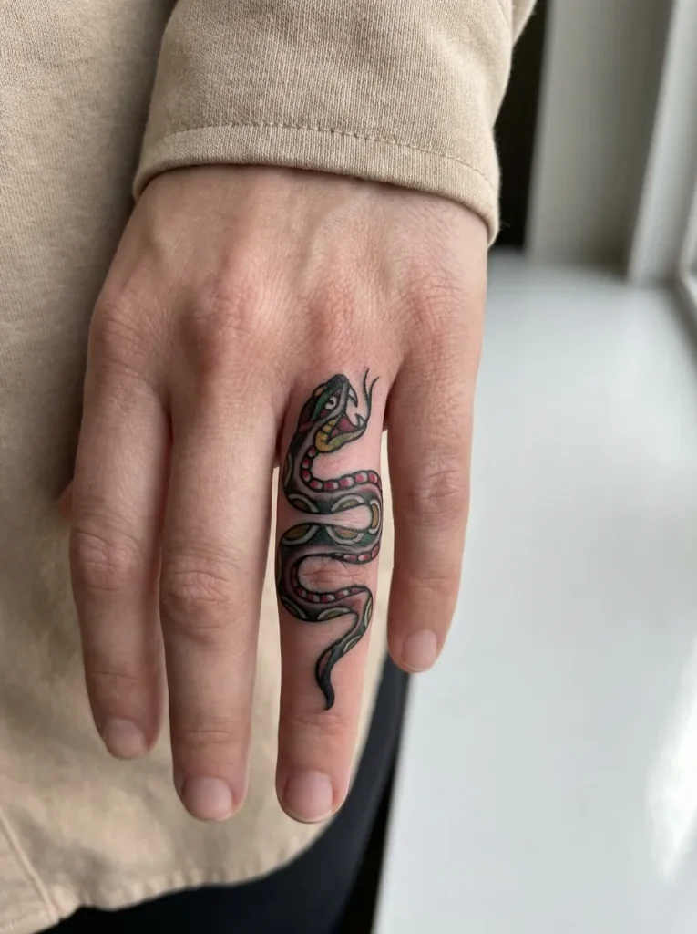 Snake Finger Tattoo