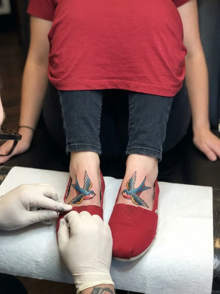 Swallow Pair Foot Tattoo