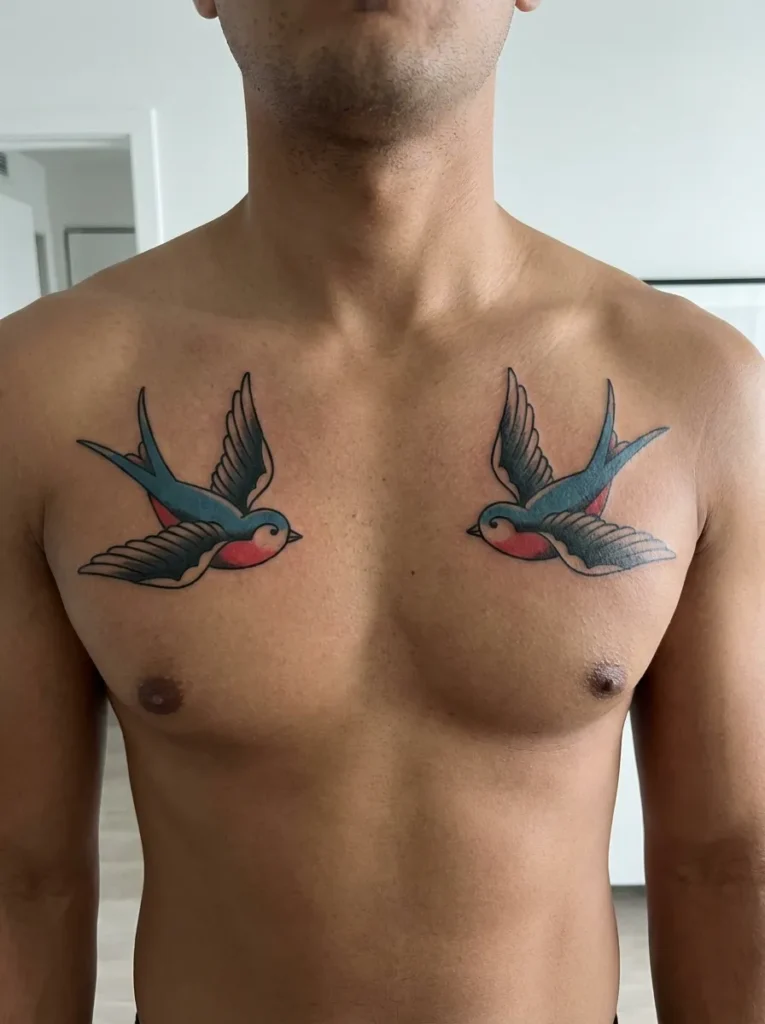 American Traditional Swallow Tattoo