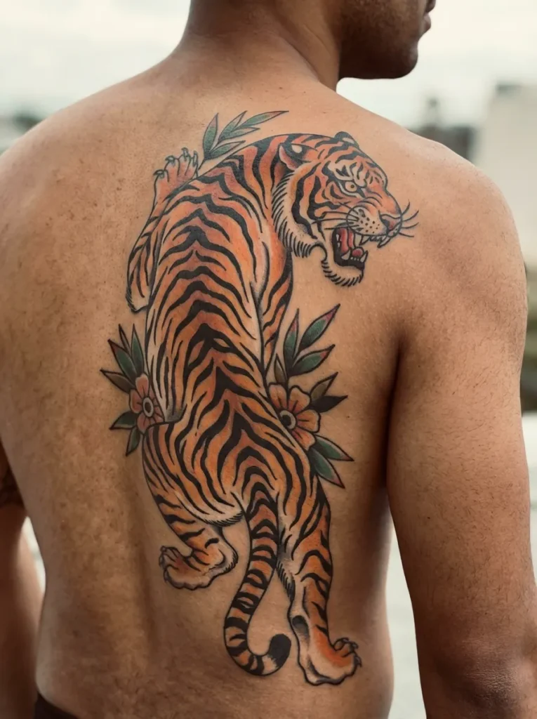 American Traditional Tiger Tattoo