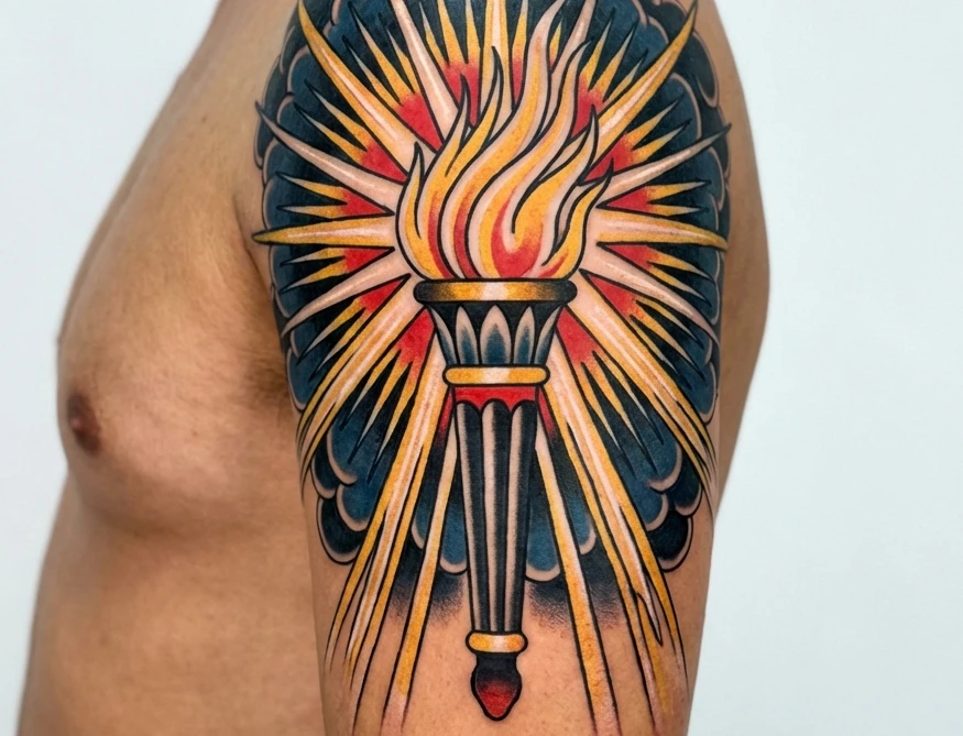 American Traditional Torch Tattoos