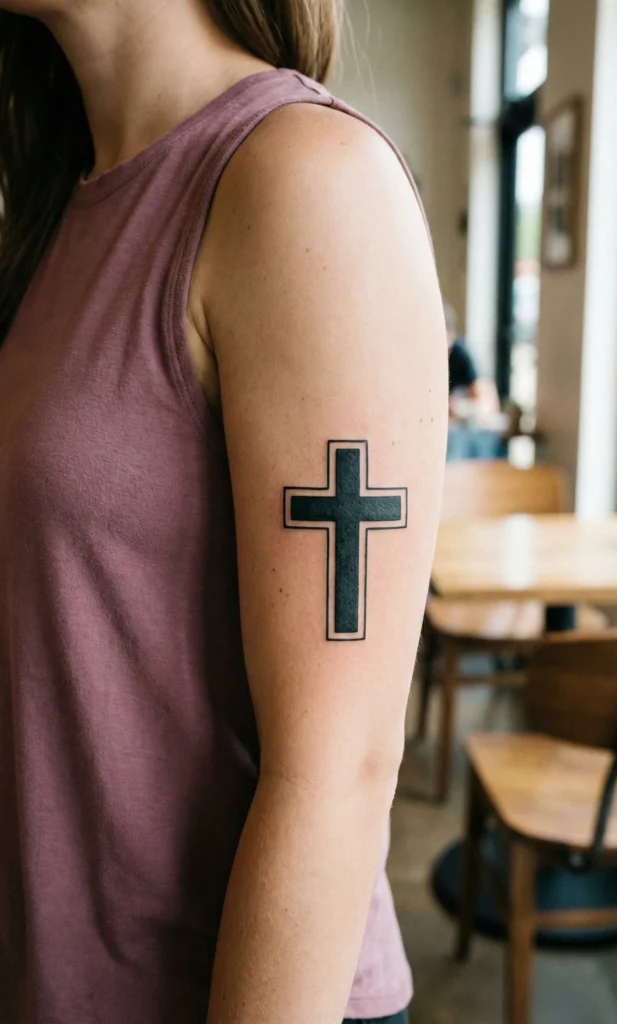 Black Ink Cross Tattoo