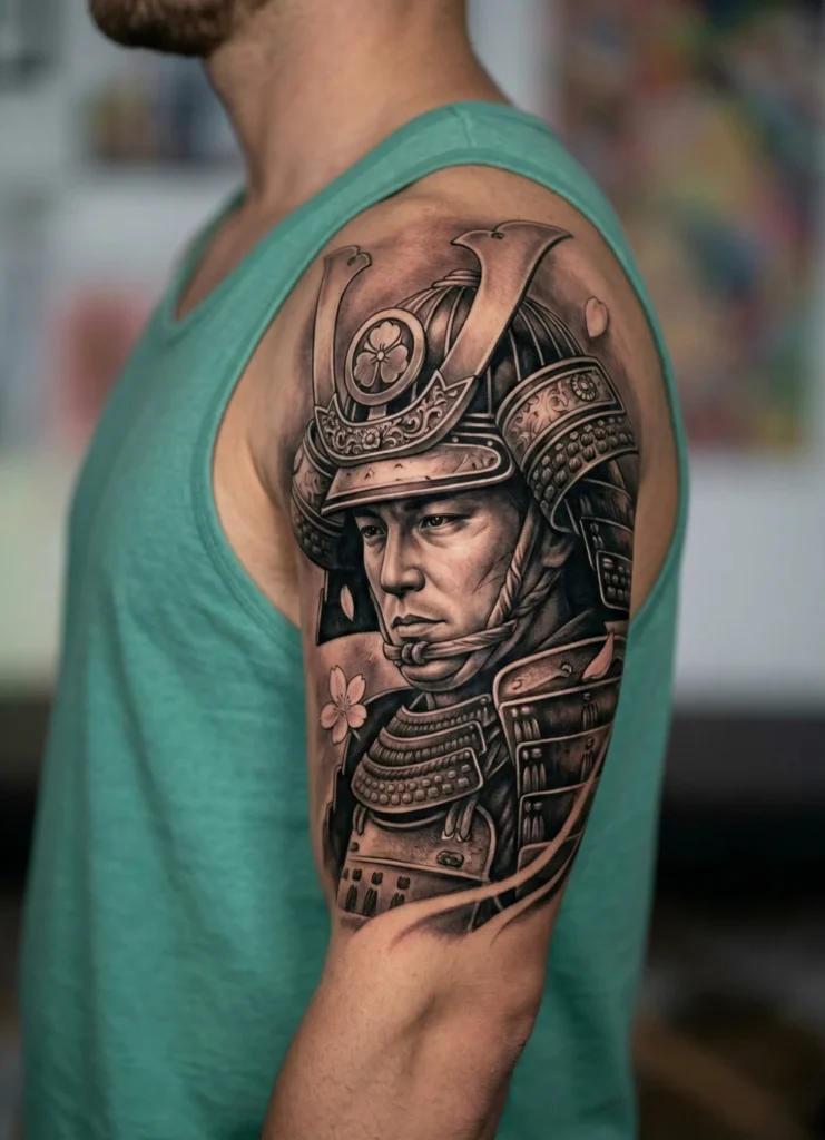 Black and Grey Samurai Portrait
