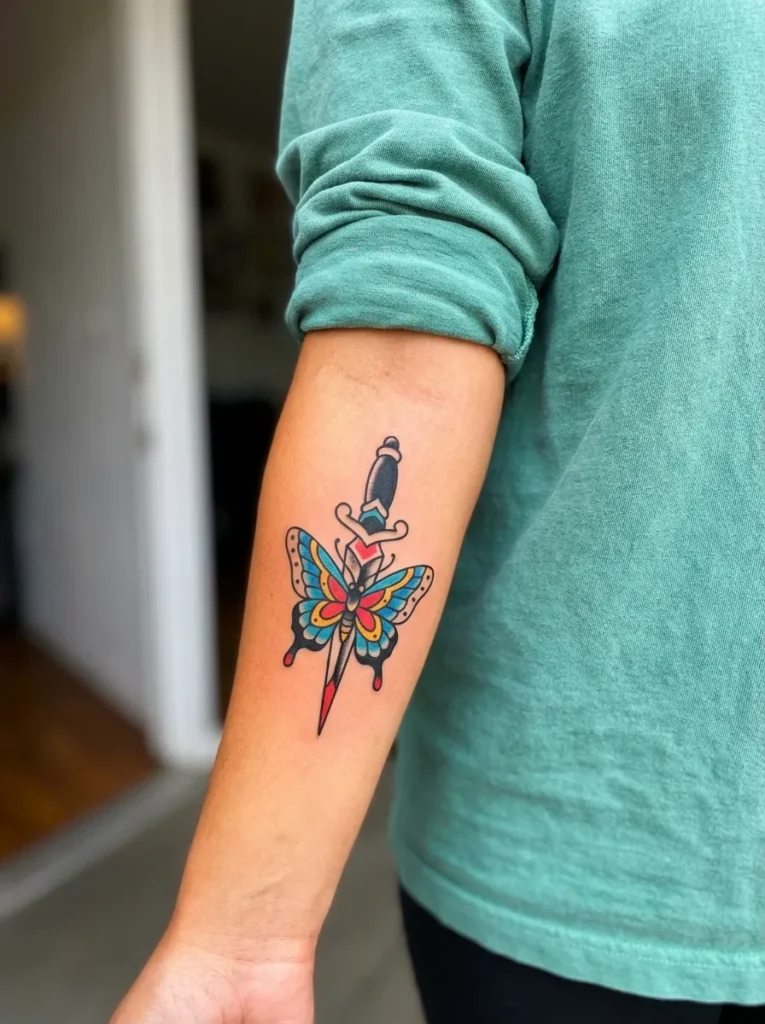 Butterfly Dagger Tattoo