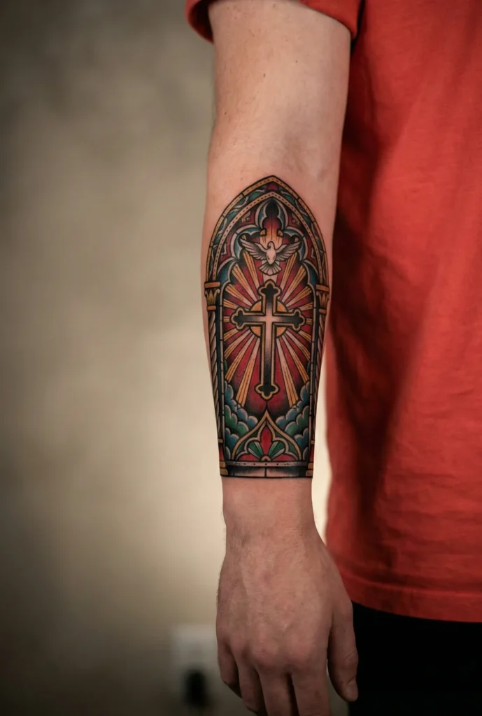 Church Window Scene Tattoo