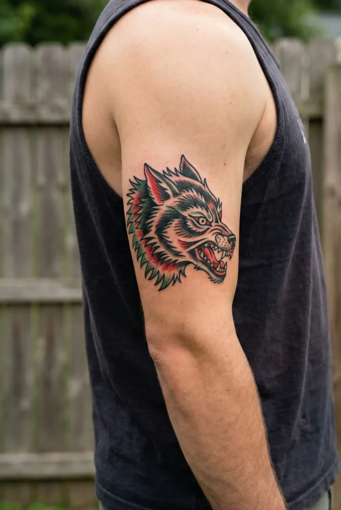 Classic Wolf Portrait Tattoo