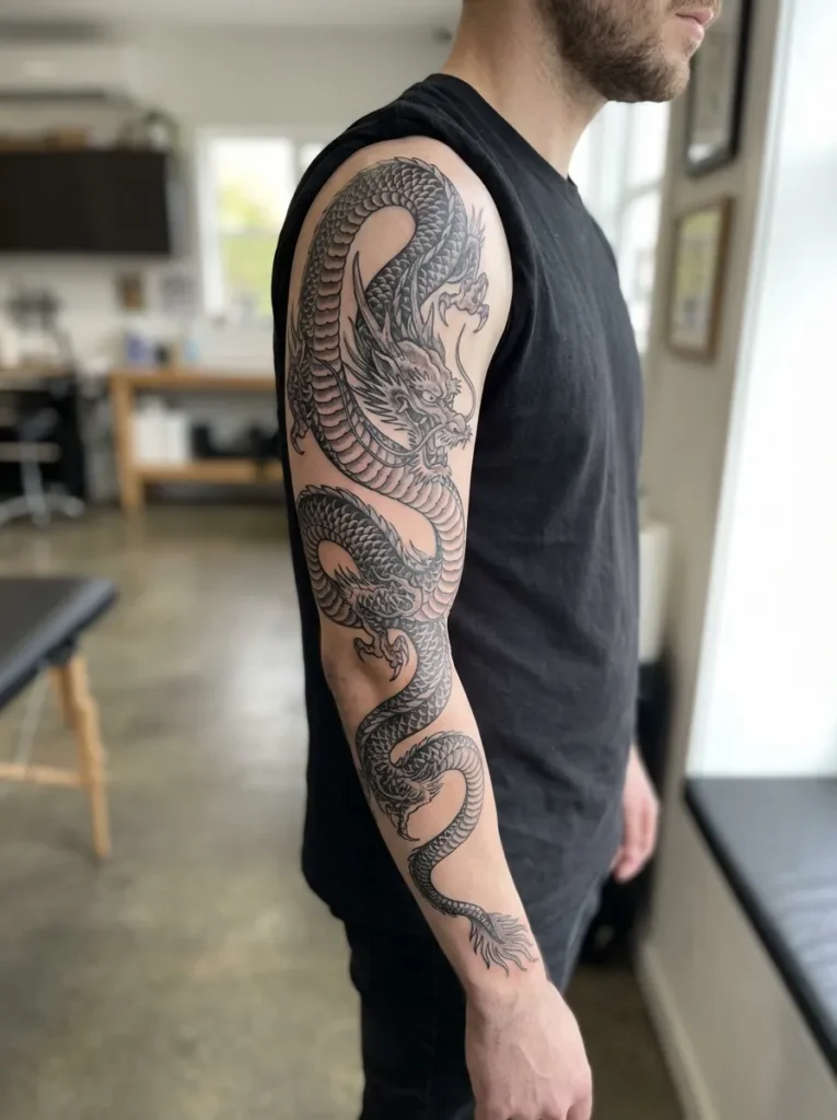 Coiled Dragon Sleeve Design