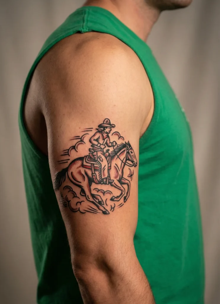 Cowboy Riding Horse Tattoo