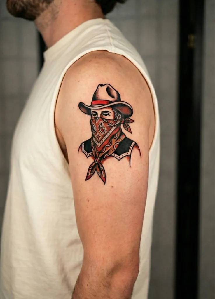 cowboy with Bandana Tattoo