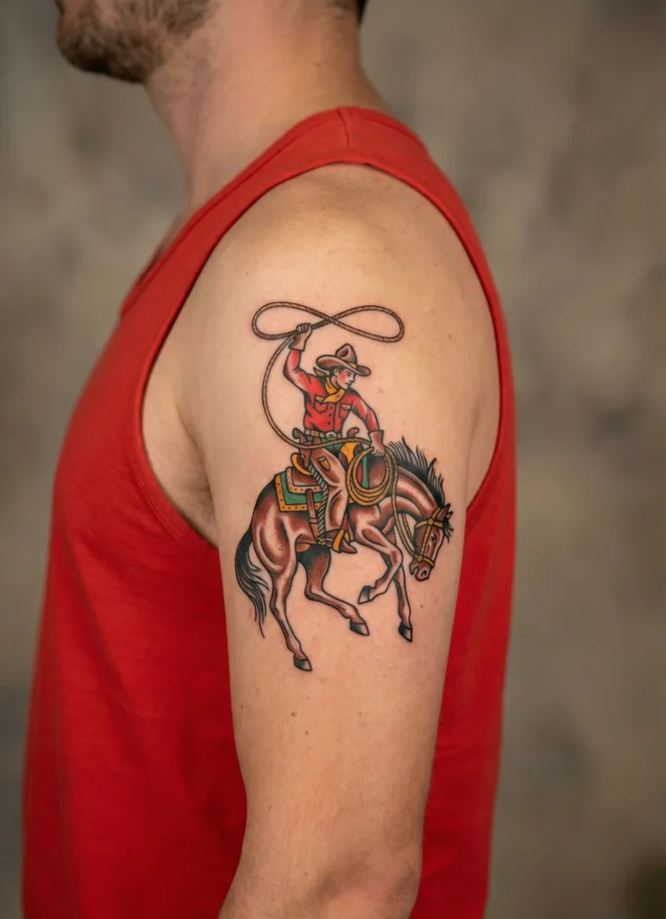 Cowboy with Lasso Tattoo