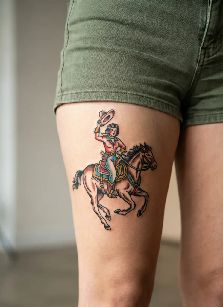 Cowgirl Riding Horse Tattoo