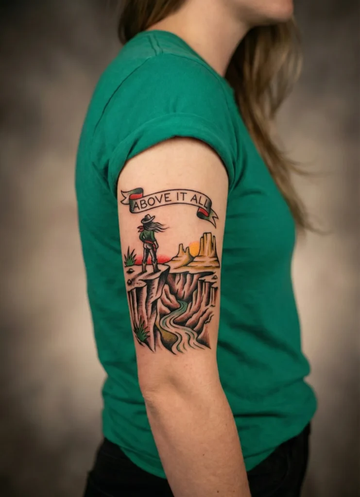 Cowgirl on Cliffside Tattoo