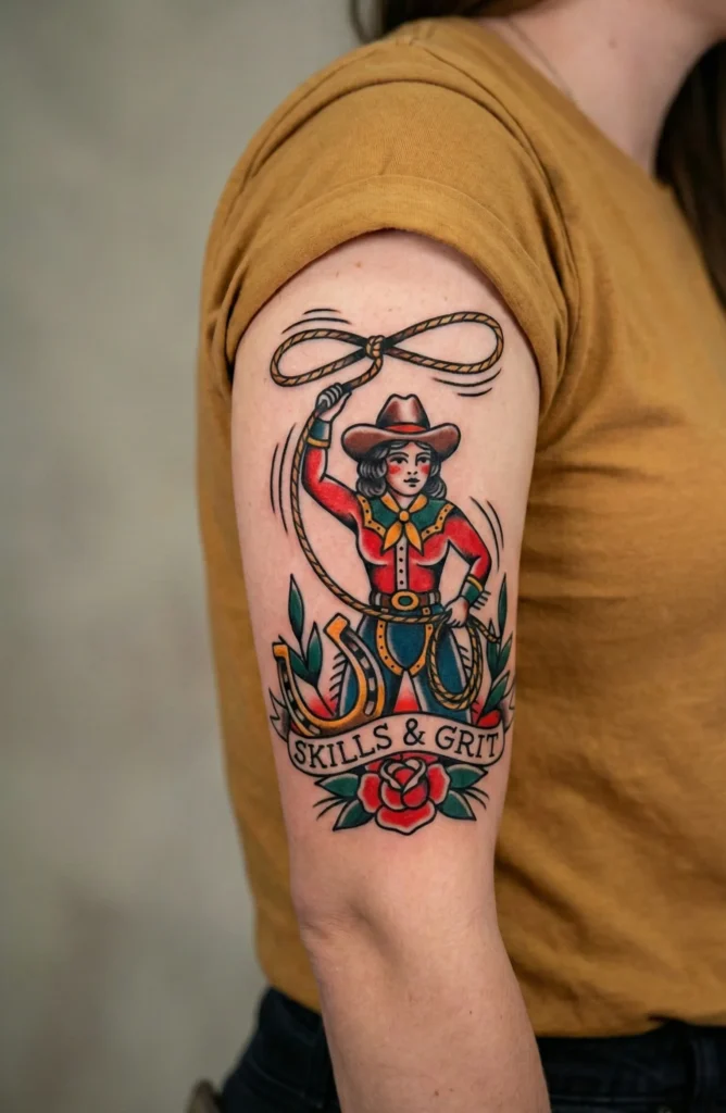 Cowgirl with Lasso Tattoo