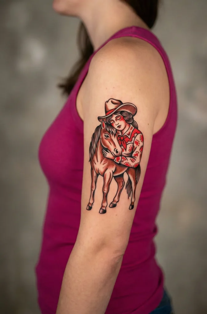 Cowgirl with Pony Tattoo