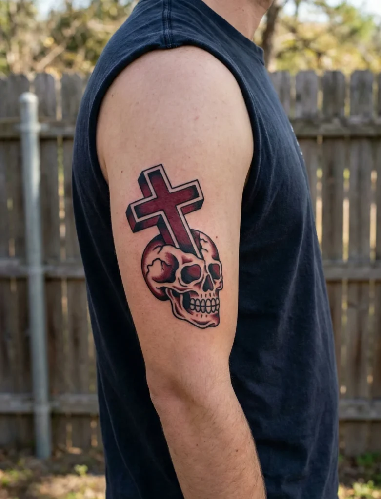 Cross and Skull Tattoo