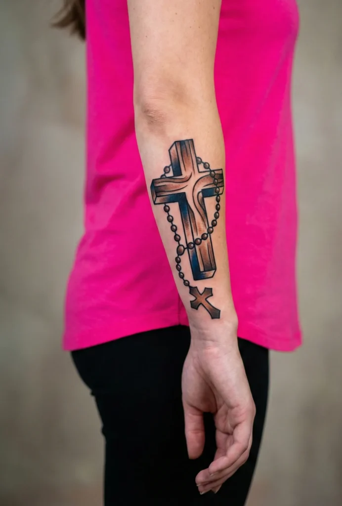 Cross with Rosary Tattoo