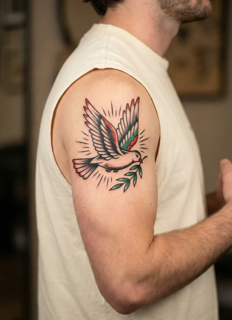 Dove with Olive Branch Tattoo