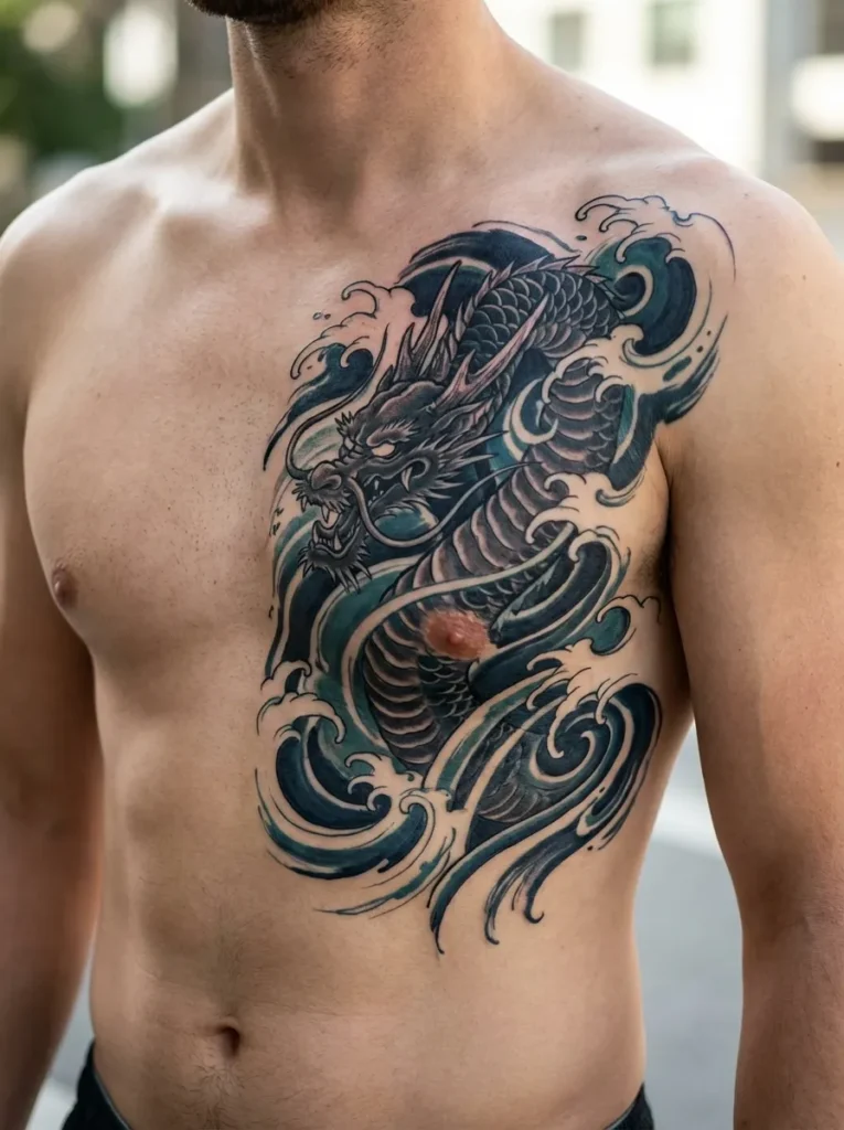 Dragon Emerging from Waves