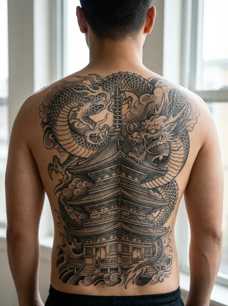 Dragon Guarding a Temple