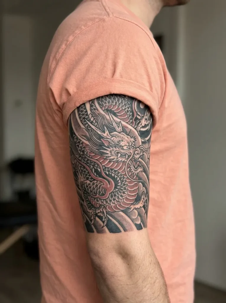 Dragon Half Sleeve with Wind Bars