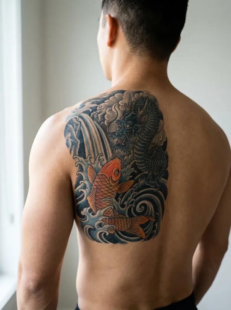 Dragon and Koi Transformation Scene