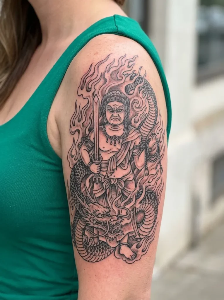 Dragon with Fudō Myōō Scene