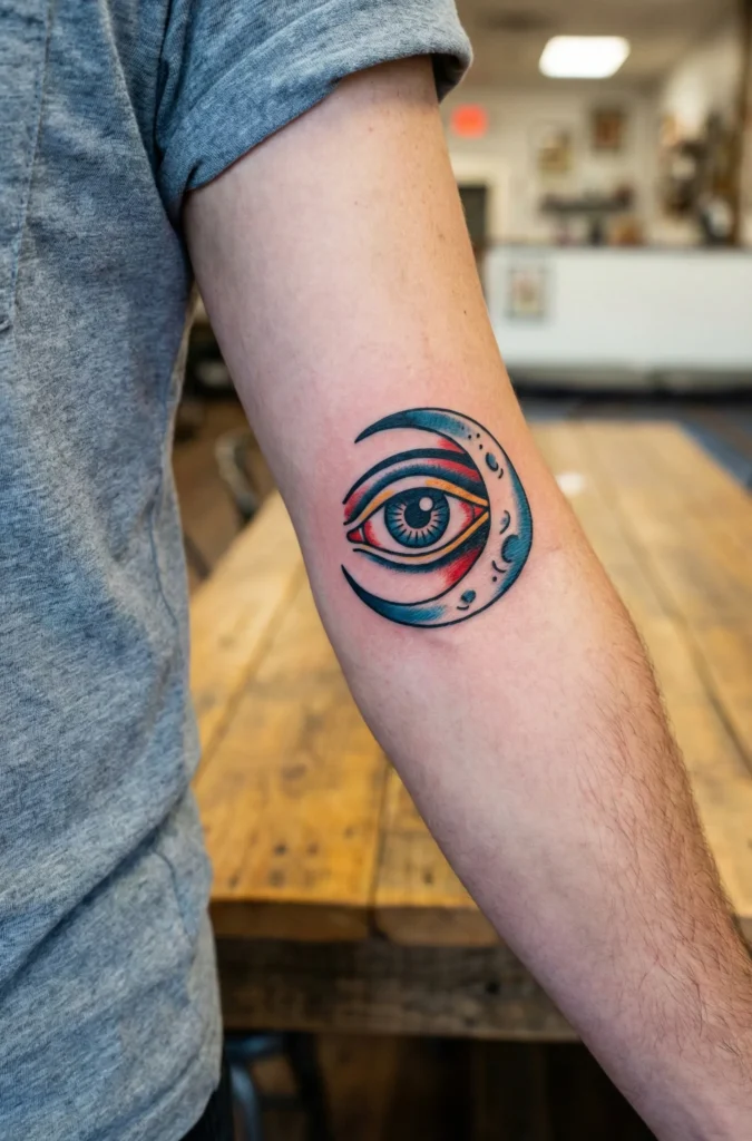 Eye and Moon Tattoo