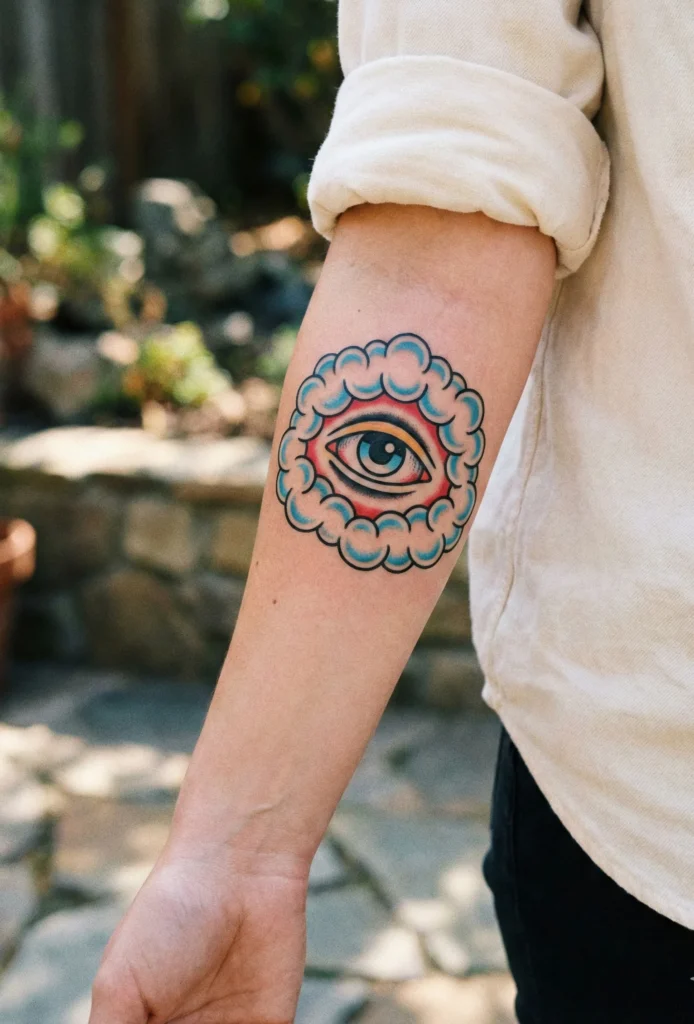Eye in Cloud Frame Tattoo