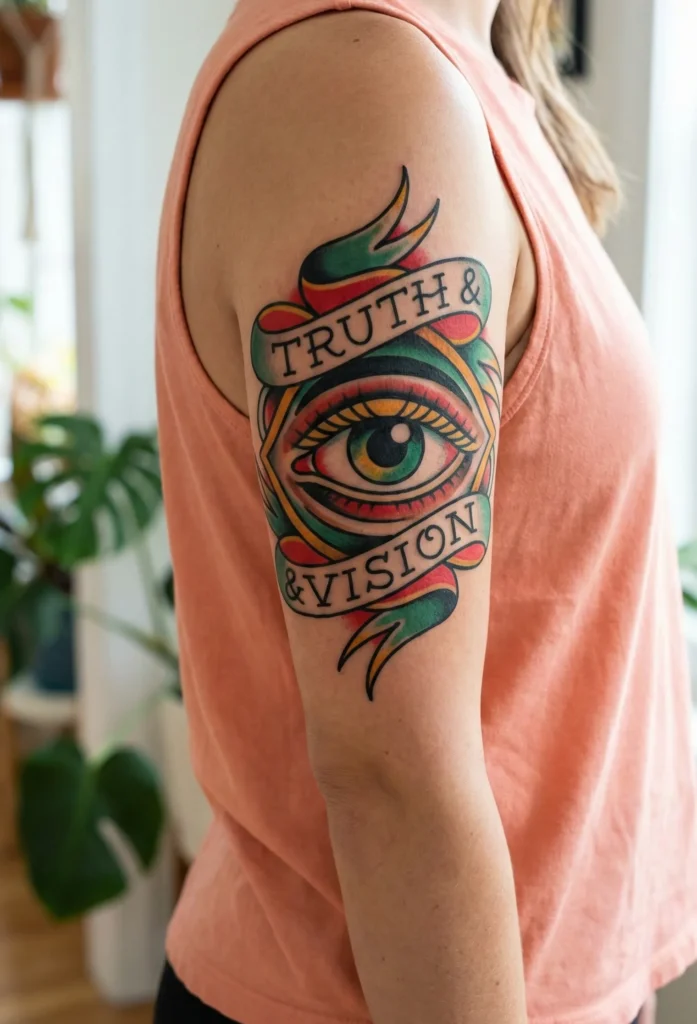 Eye with Banner Tattoo